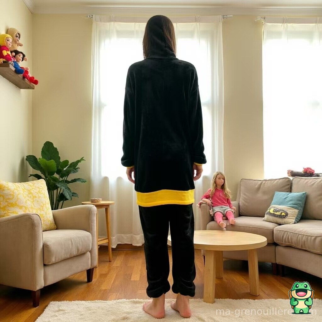 Grenouillère Batman adulte portée à la maison