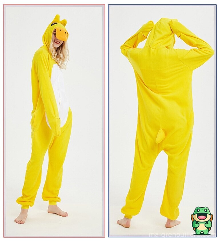 Grenouillère Canard Jaune Adulte portée en pyjama une pièce