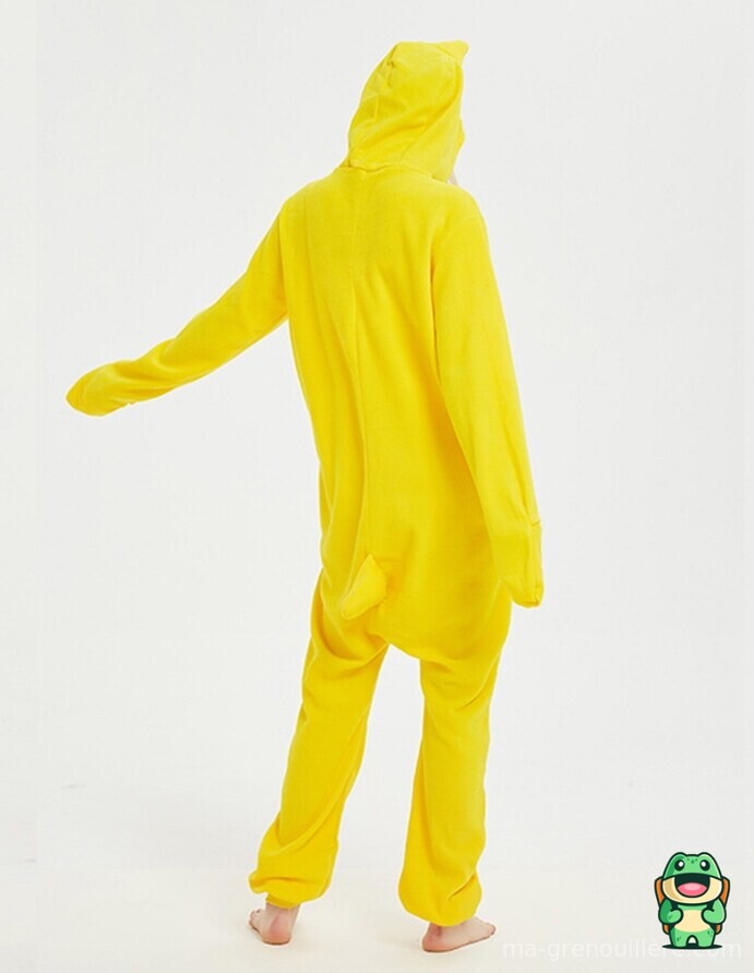 Dos de la grenouillère canard jaune adulte avec finitions jaunes et orangées