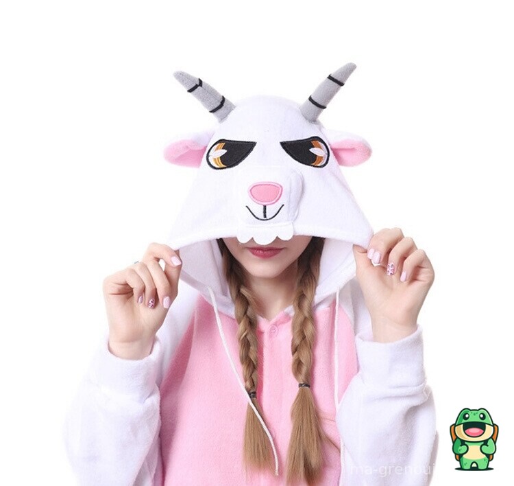 Capuche de la grenouillère chèvre avec détails roses