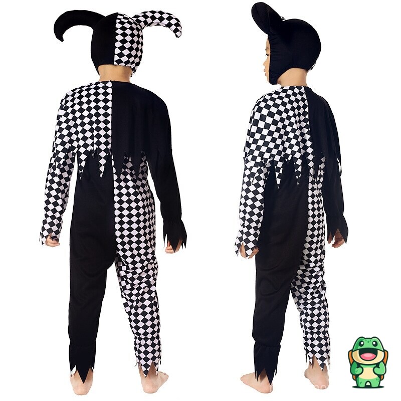 Capuche de la grenouillère clown enfant avec détails expressifs