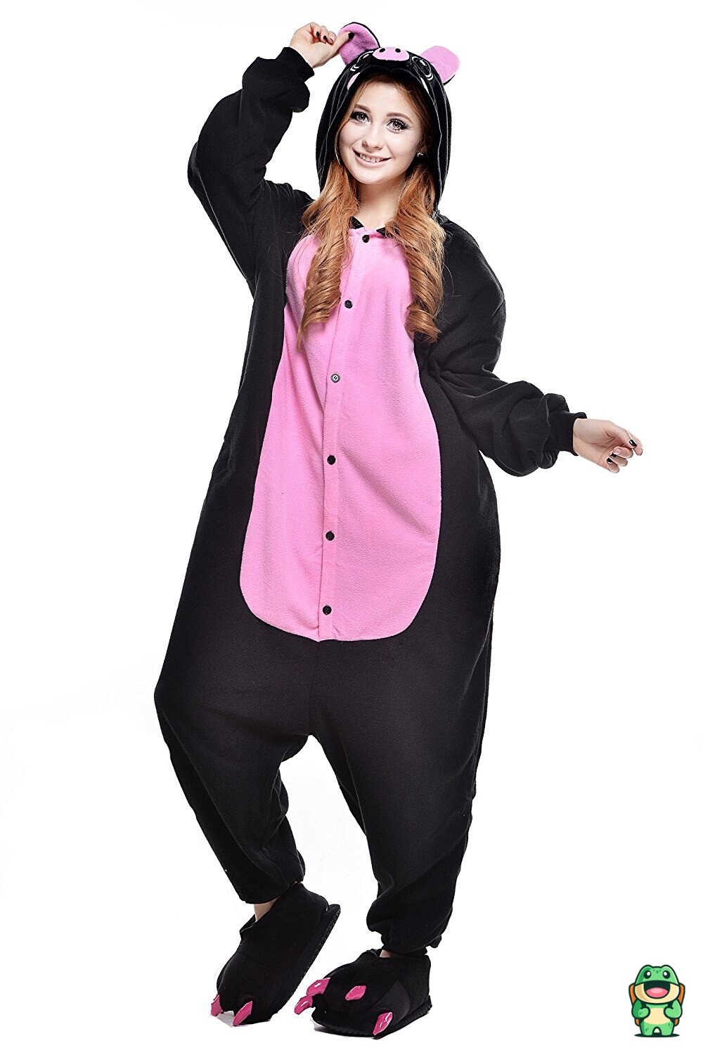 Grenouillère cochon noire vue de face