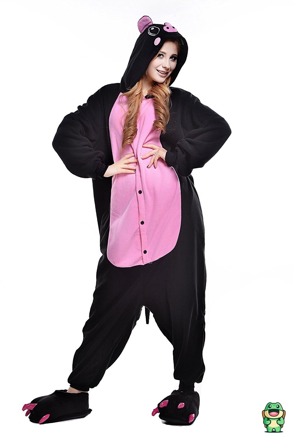 Détail de la polaire douce de la grenouillère cochon noire