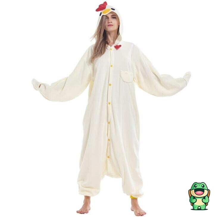 Capuche de la grenouillère coq beige avec crête et bec