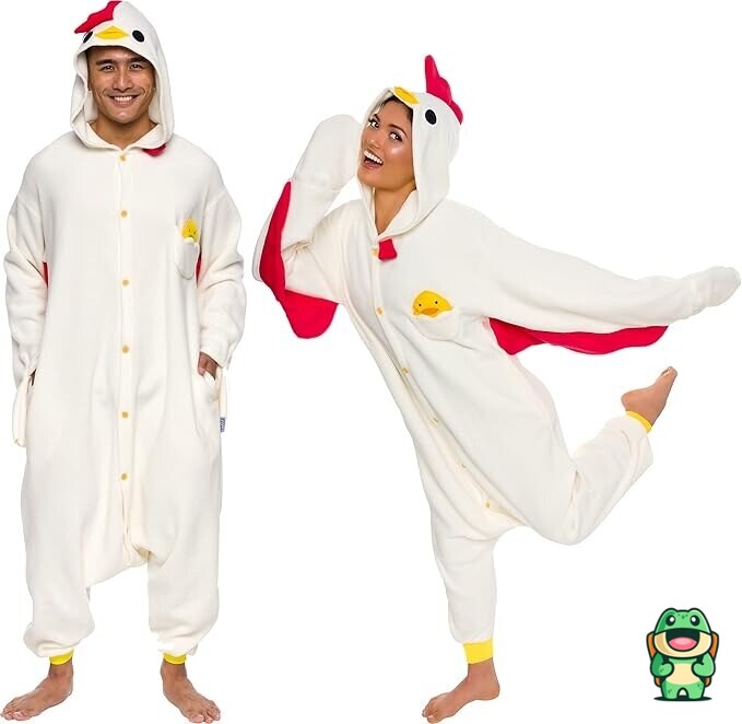 Grenouillère coq rouge adulte vue de face avec bec jaune