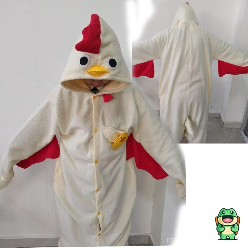 Capuche de la grenouillère coq rouge avec crête décorative