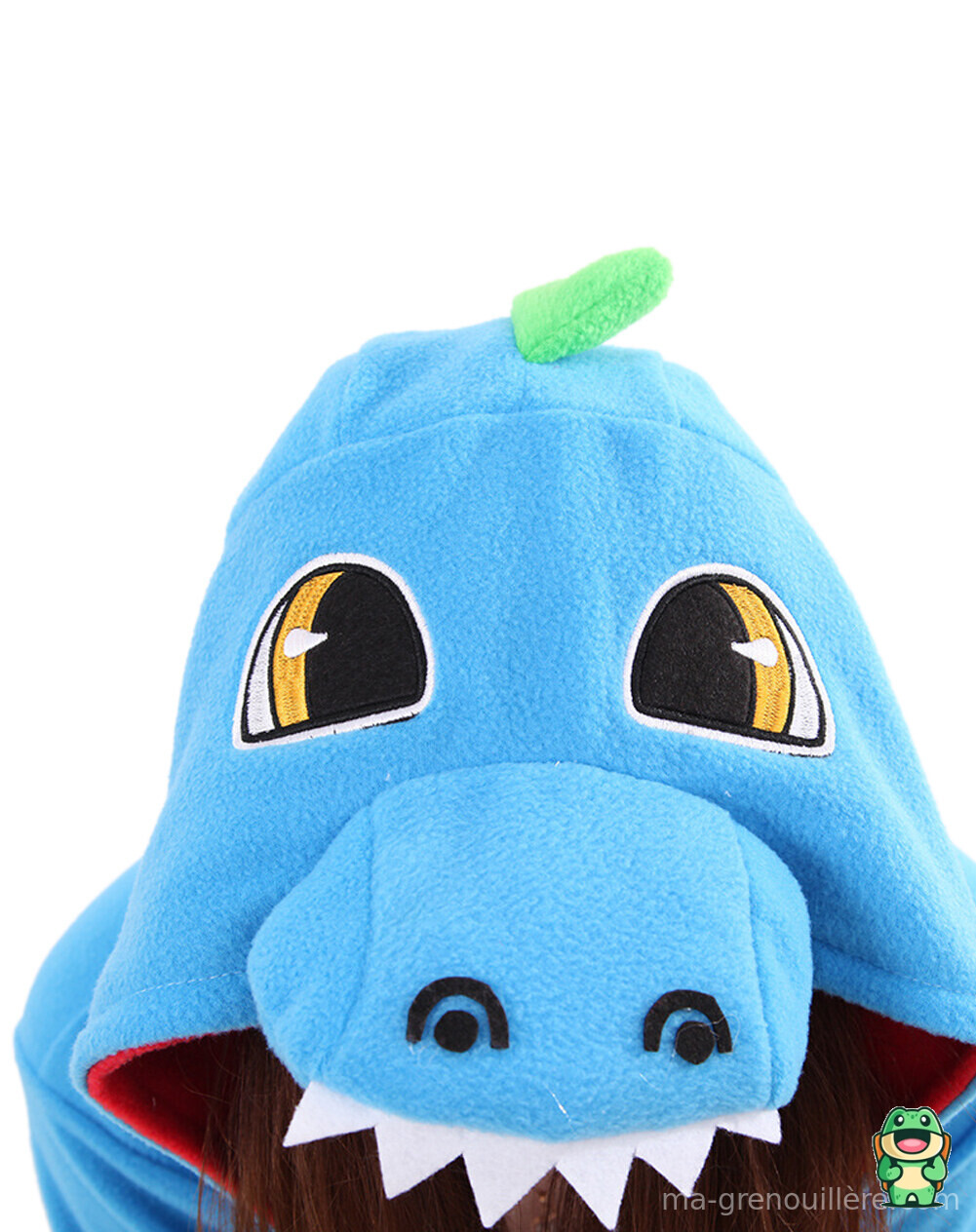Capuche de la grenouillère dinosaure bleue avec crêtes souples
