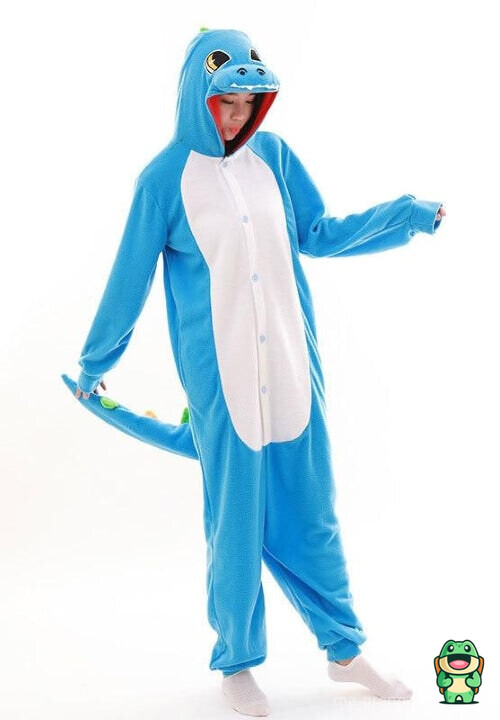 Vue de face de la grenouillère dragon bleu en tenue une pièce