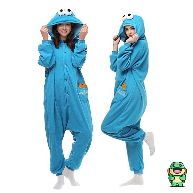 Grenouillère Elmo Cookie Monstre adulte vue de face colorée