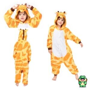 Vue de face de la grenouillère girafe jaune enfant