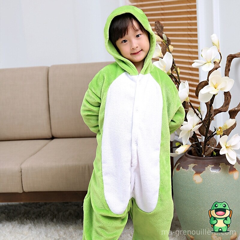 Capuche de la grenouillère grenouille avec visage animalier