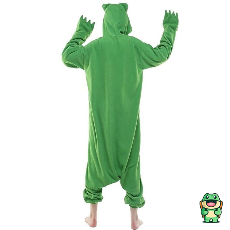 Capuche de la combinaison grenouille verte avec détails du visage