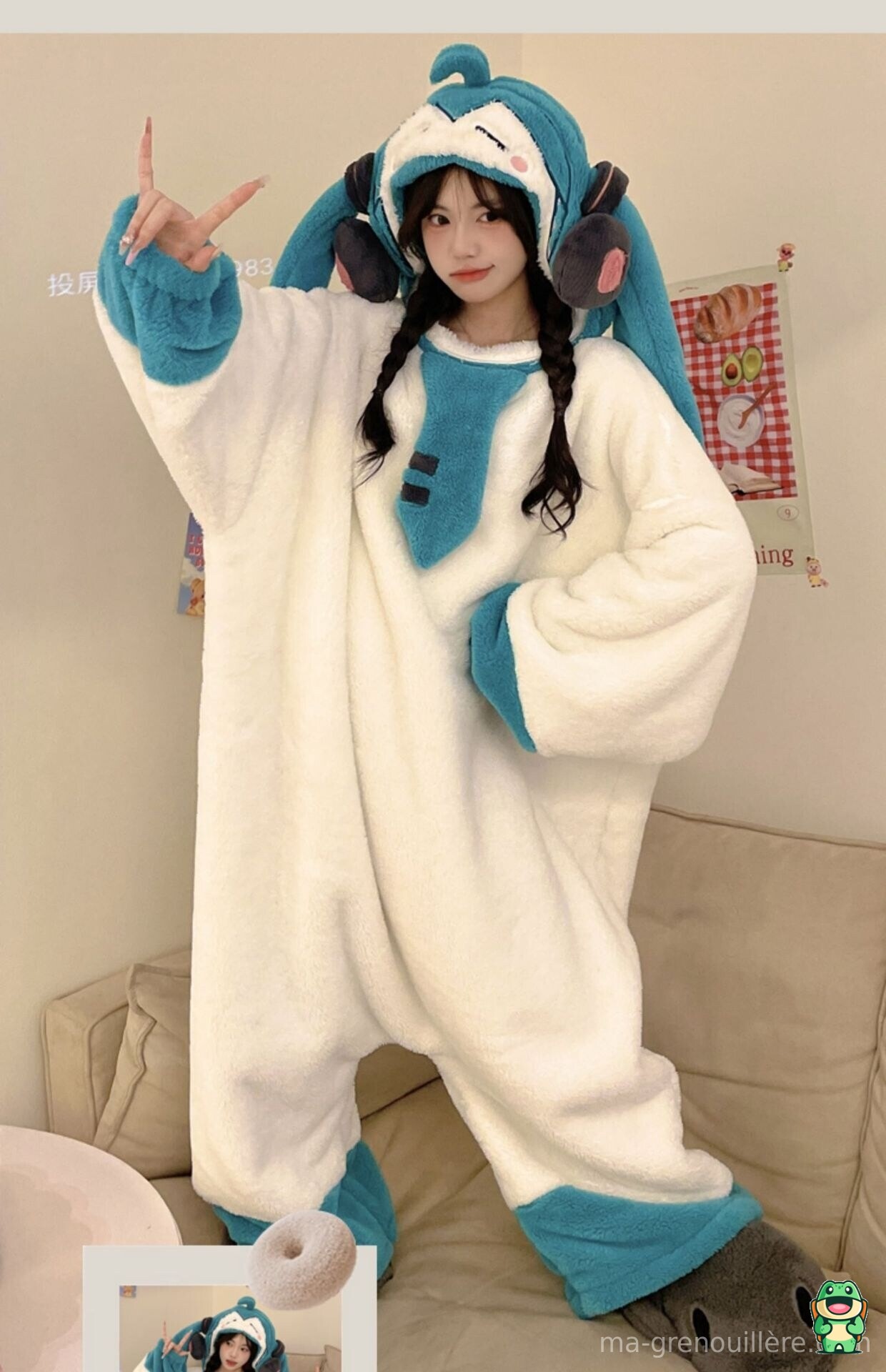 Vue de dos de la combinaison pyjama Hatsune Miku