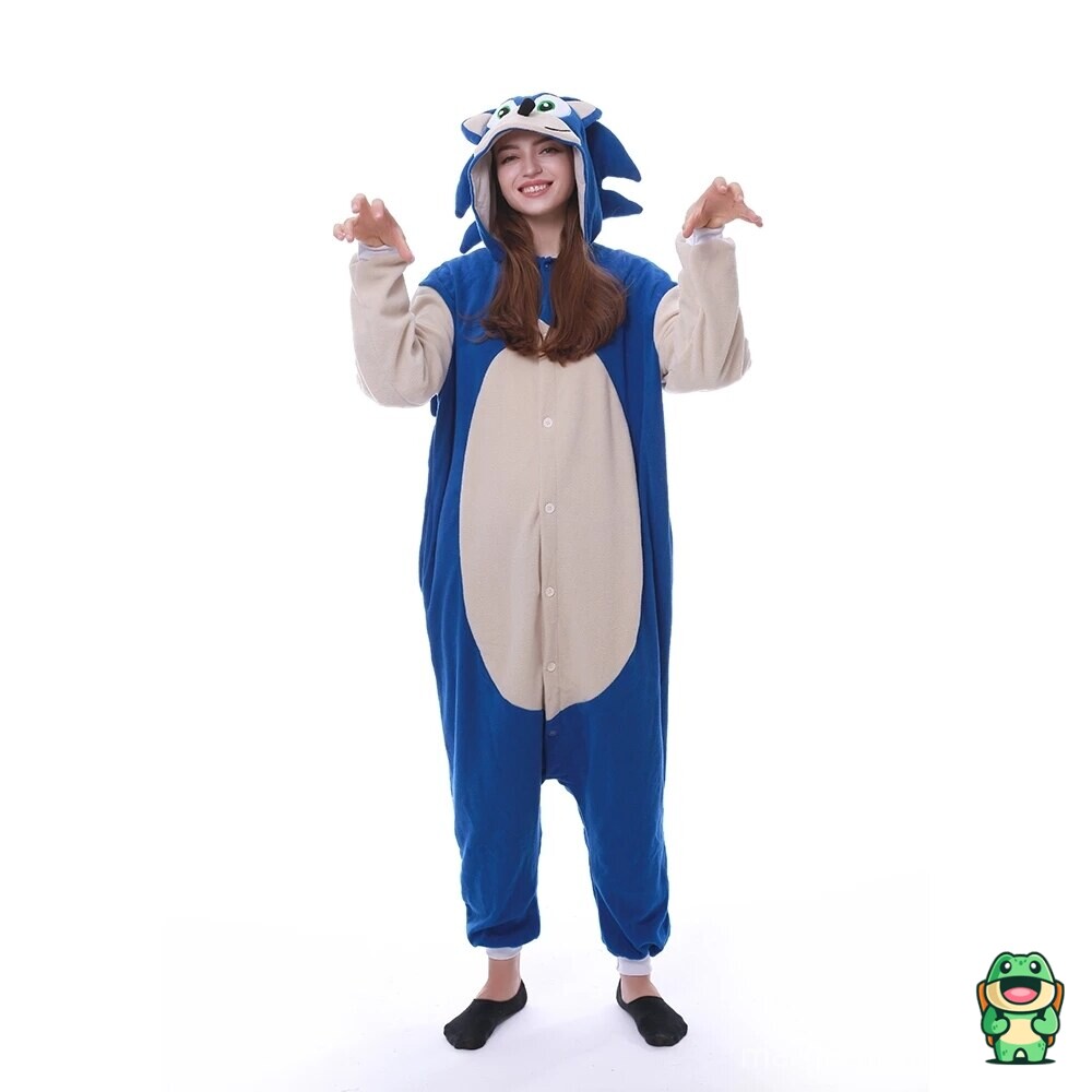 Capuche expressive de la grenouillère hérisson bleu adulte