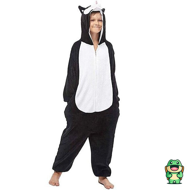 Vue de face de la grenouillère husky noir enfant