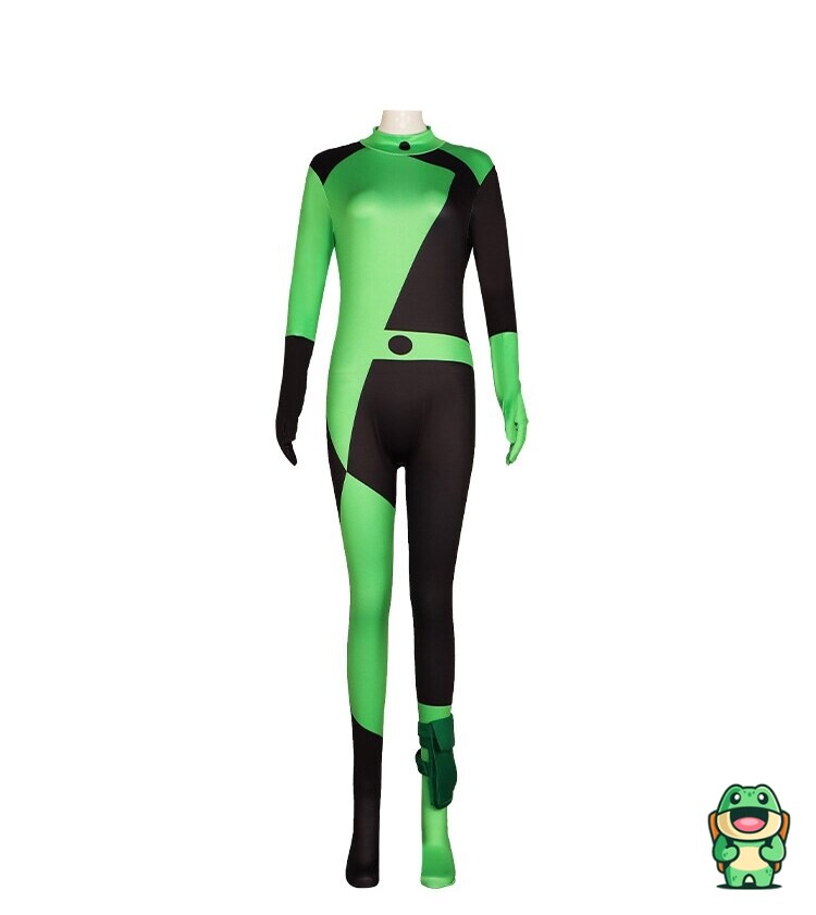 Capuche de la grenouillère Shego avec détails noirs et verts