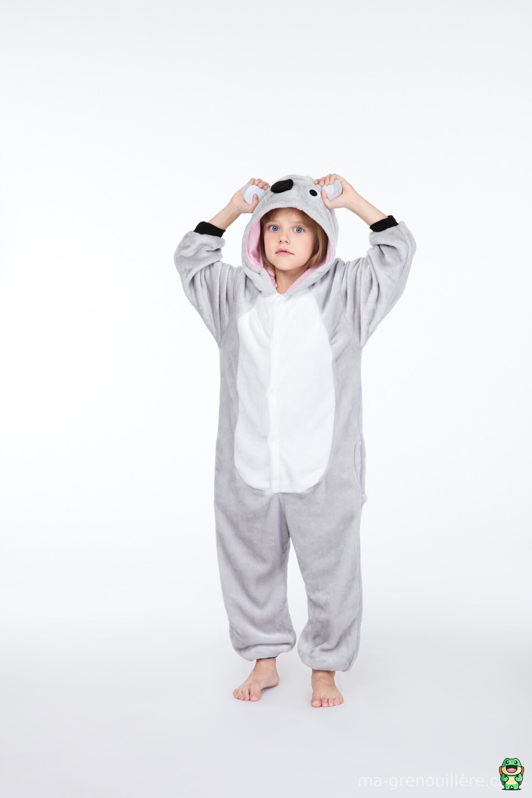 Détail de la flanelle douce de la grenouillère koala