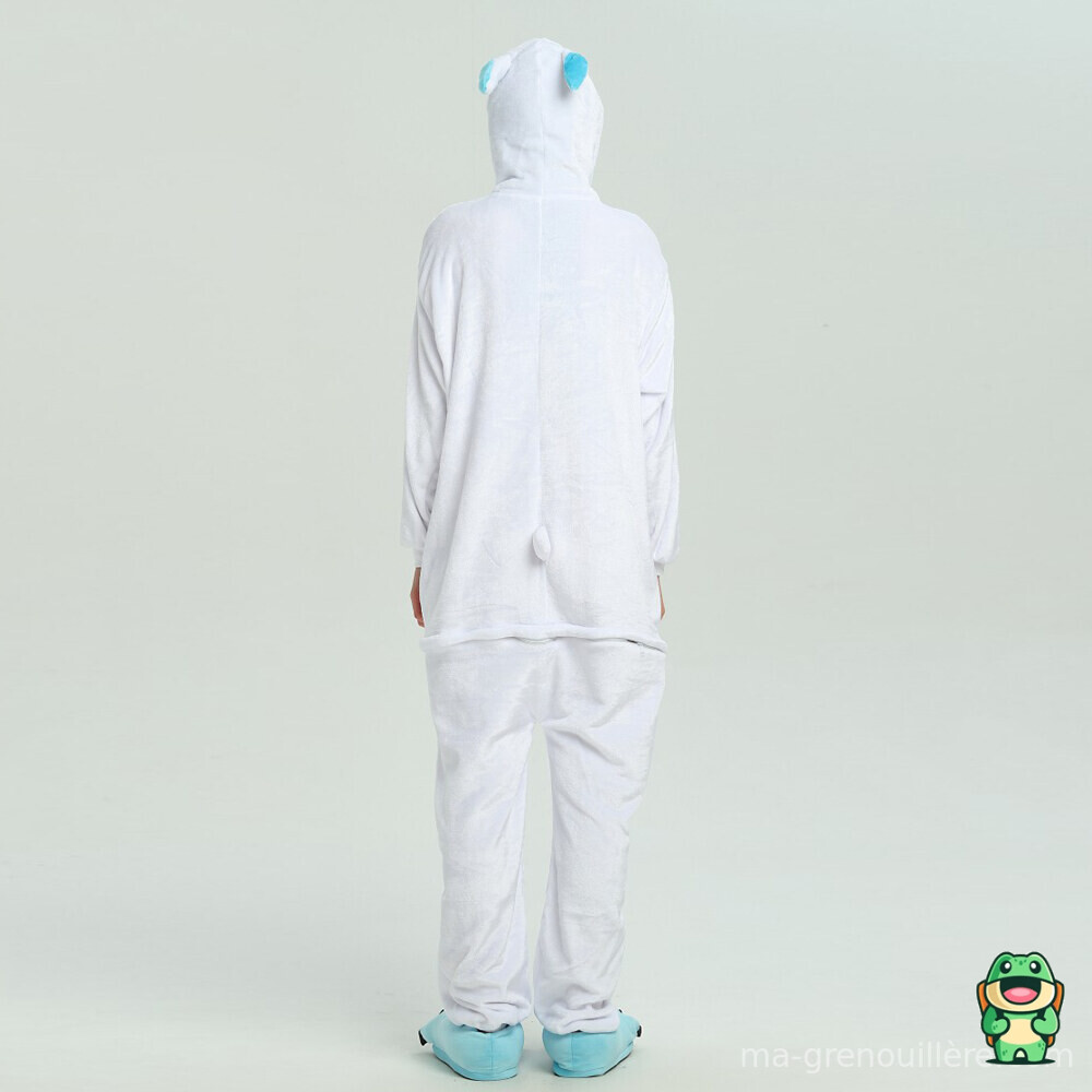 Capuche de la grenouillère lapin bleu avec oreilles tombantes