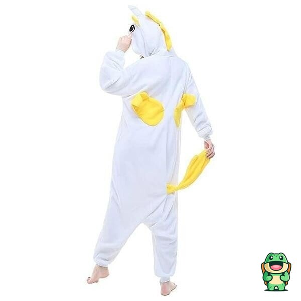 Capuche à corne de la grenouillère licorne blanche et jaune