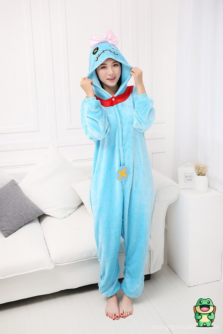 Capuche Stitch bleue avec grandes oreilles visibles