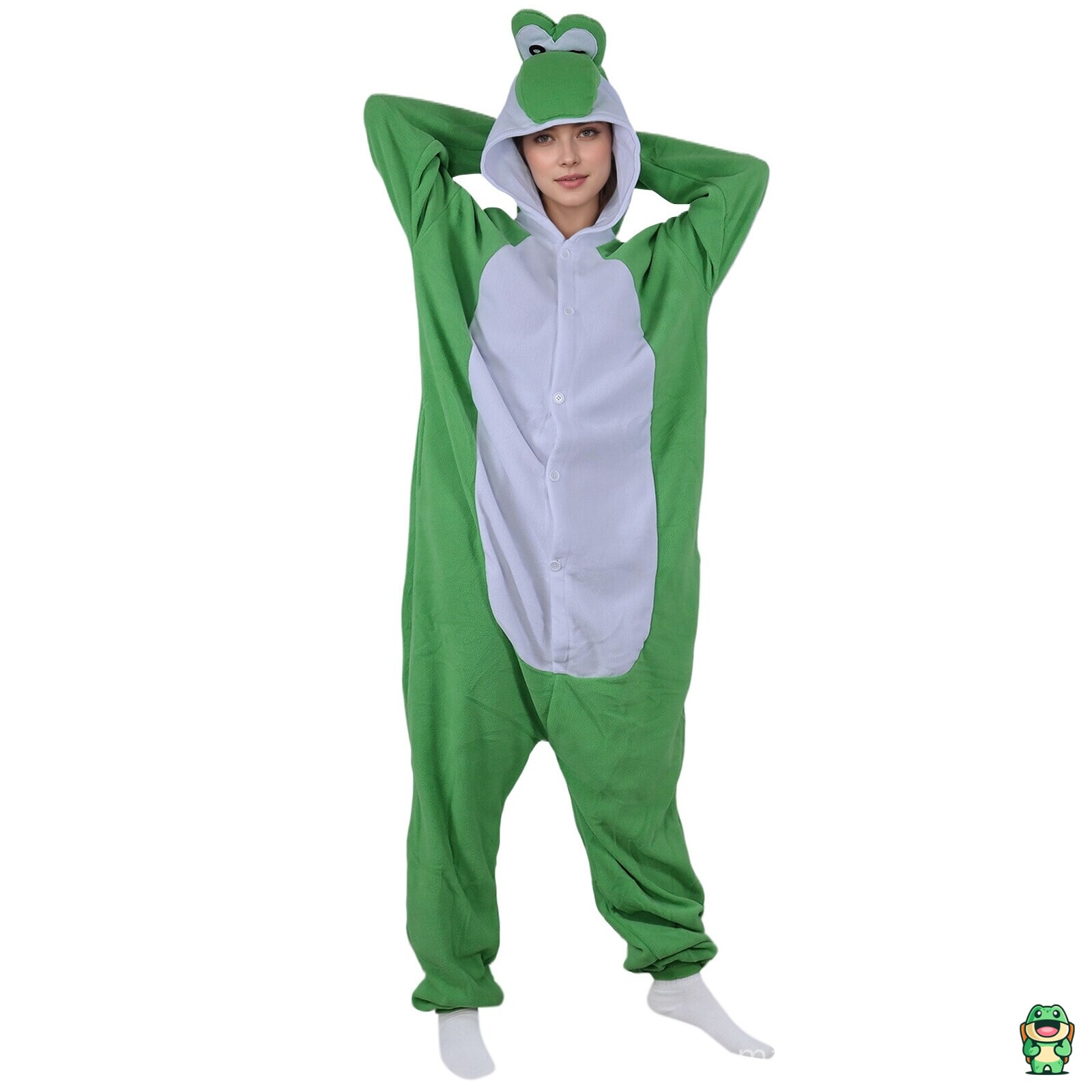 Détail de la polaire douce de la grenouillère Yoshi foncé