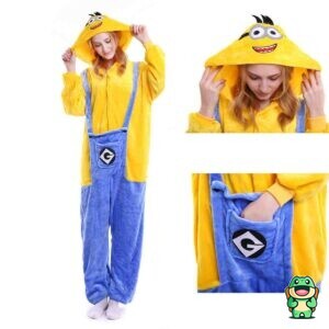 Grenouillère Minions jaune et bleue adulte vue de face