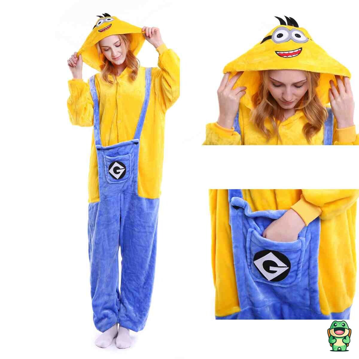 Grenouillère Minions jaune et bleue adulte vue de face