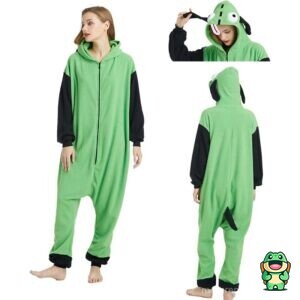 Vue de face de la grenouillère monstre vert adulte