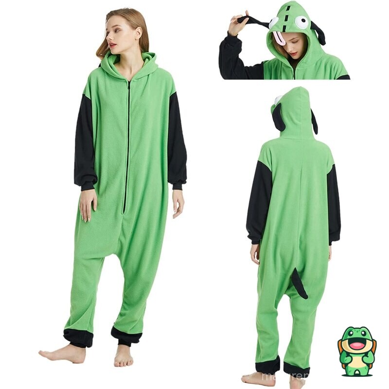 Vue de face de la grenouillère monstre vert adulte