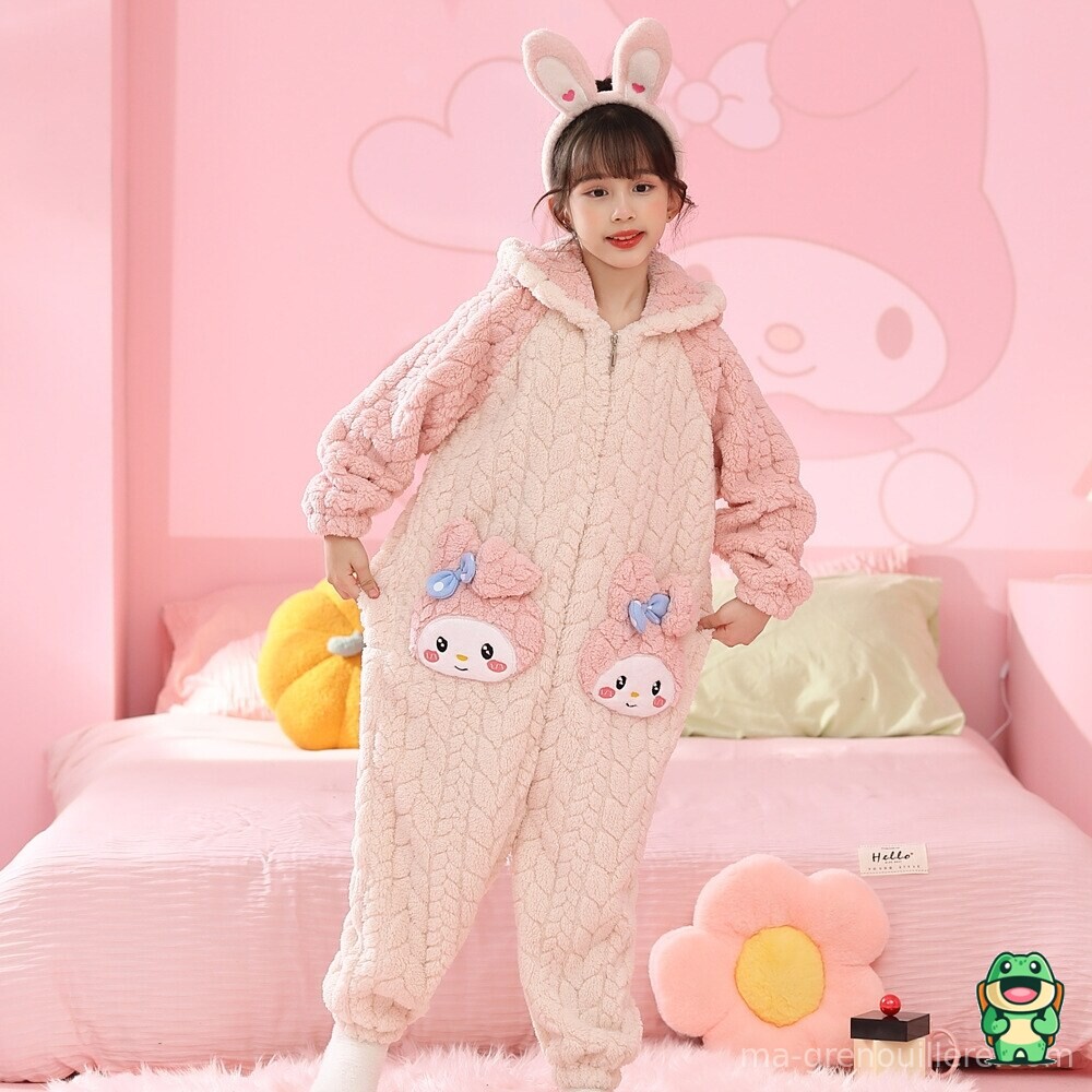 Capuche de la grenouillère My Melody enfant avec oreilles visibles