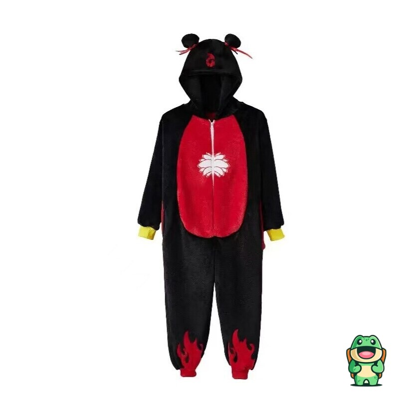 Capuche détaillée de la grenouillère nezha avec visage fantaisie