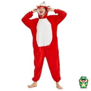 Vue de face de la grenouillère panda rouge adulte et enfant