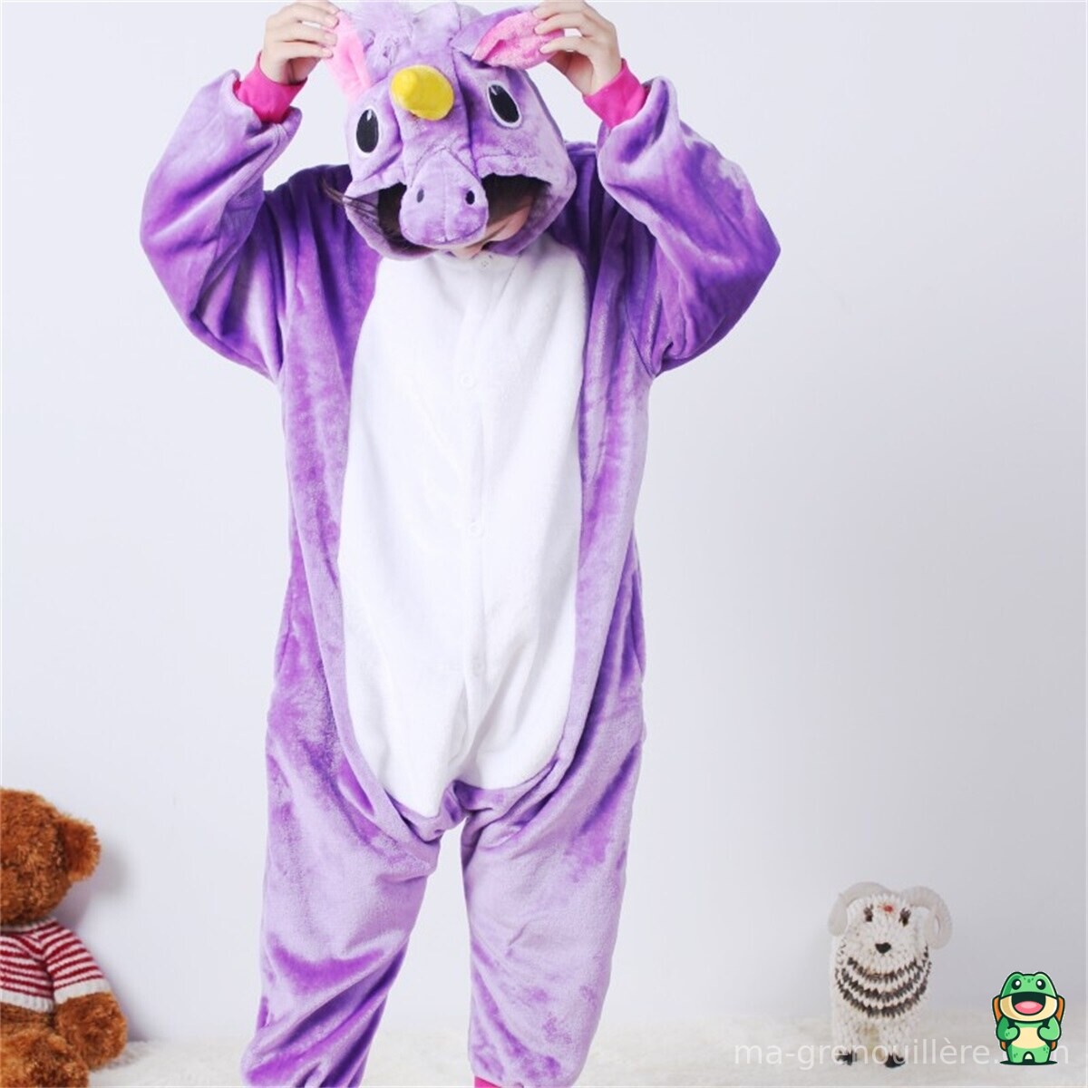 Grenouillère pégase enfant violette vue de face