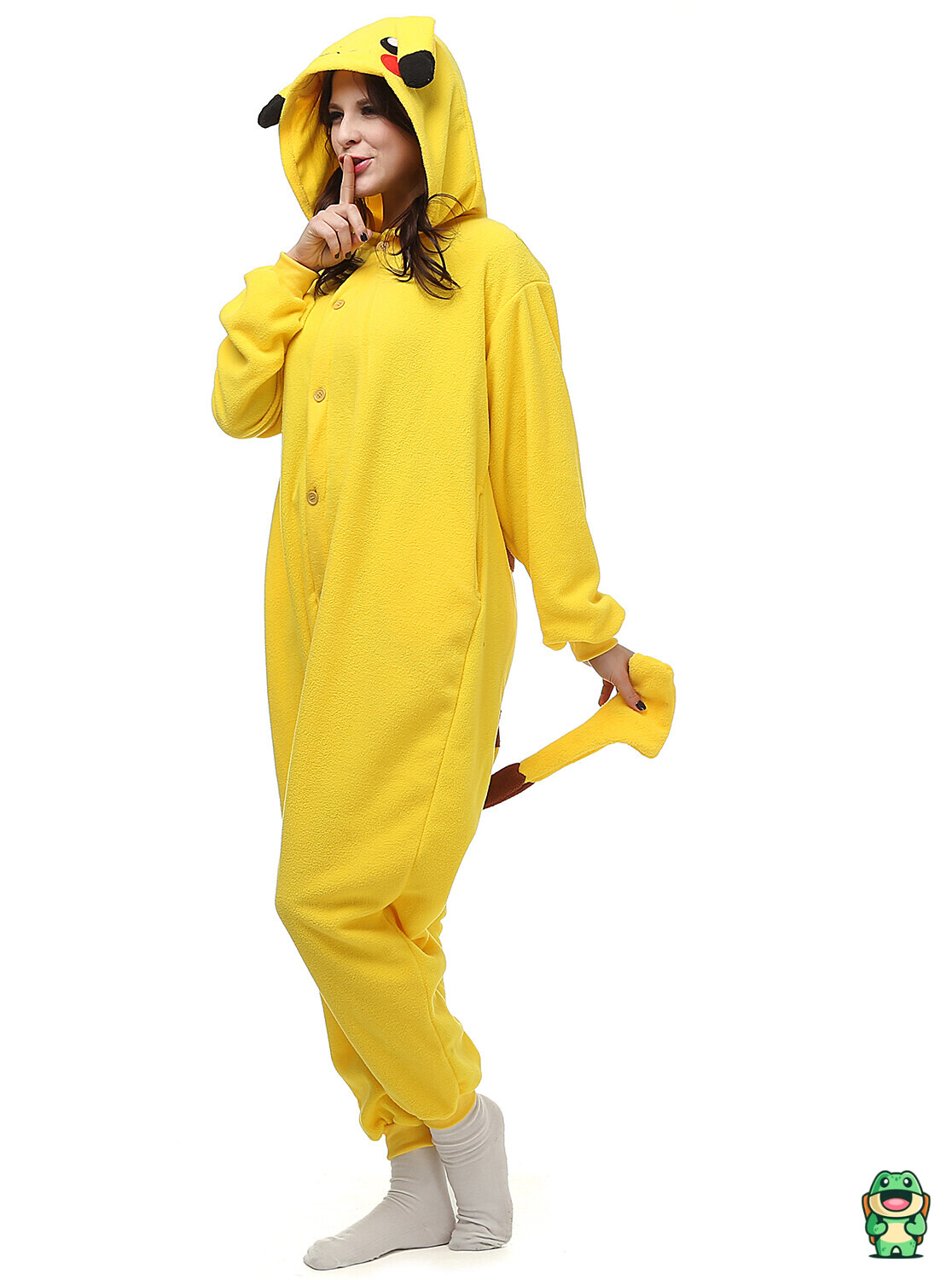 Capuche de la grenouillère Pikachu avec oreilles et joues contrastées
