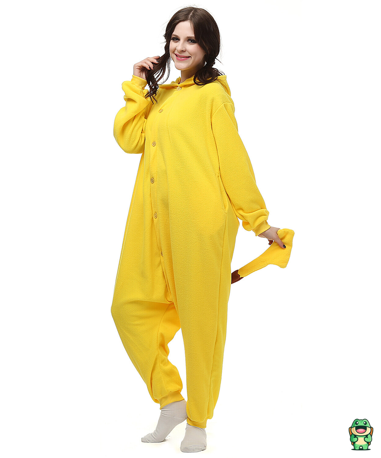 Détail de la flanelle douce jaune de la grenouillère Pikachu