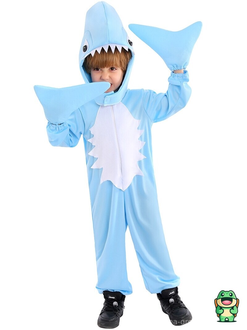 Capuche de la grenouillère requin avec yeux et dents décoratives