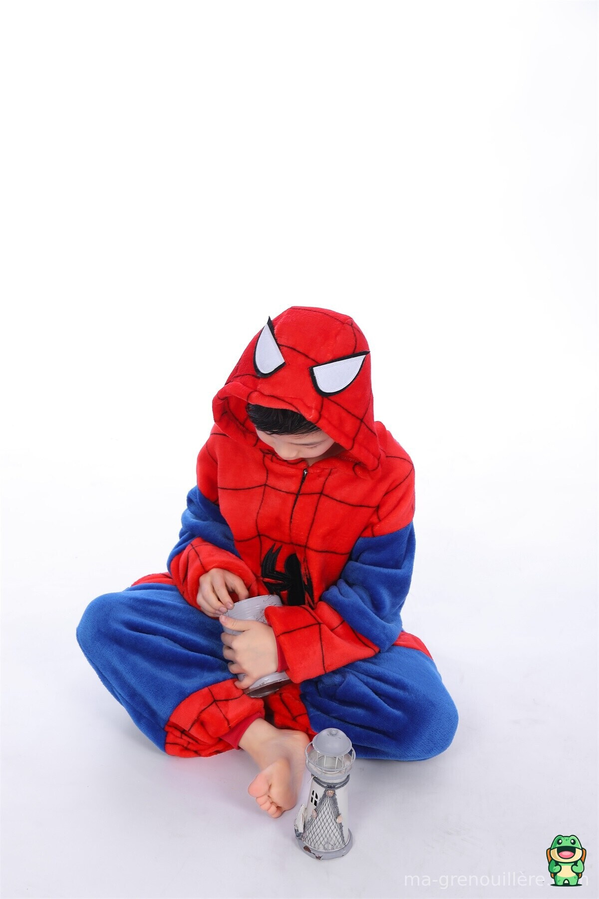 Capuche de la grenouillère spiderman rouge et bleu