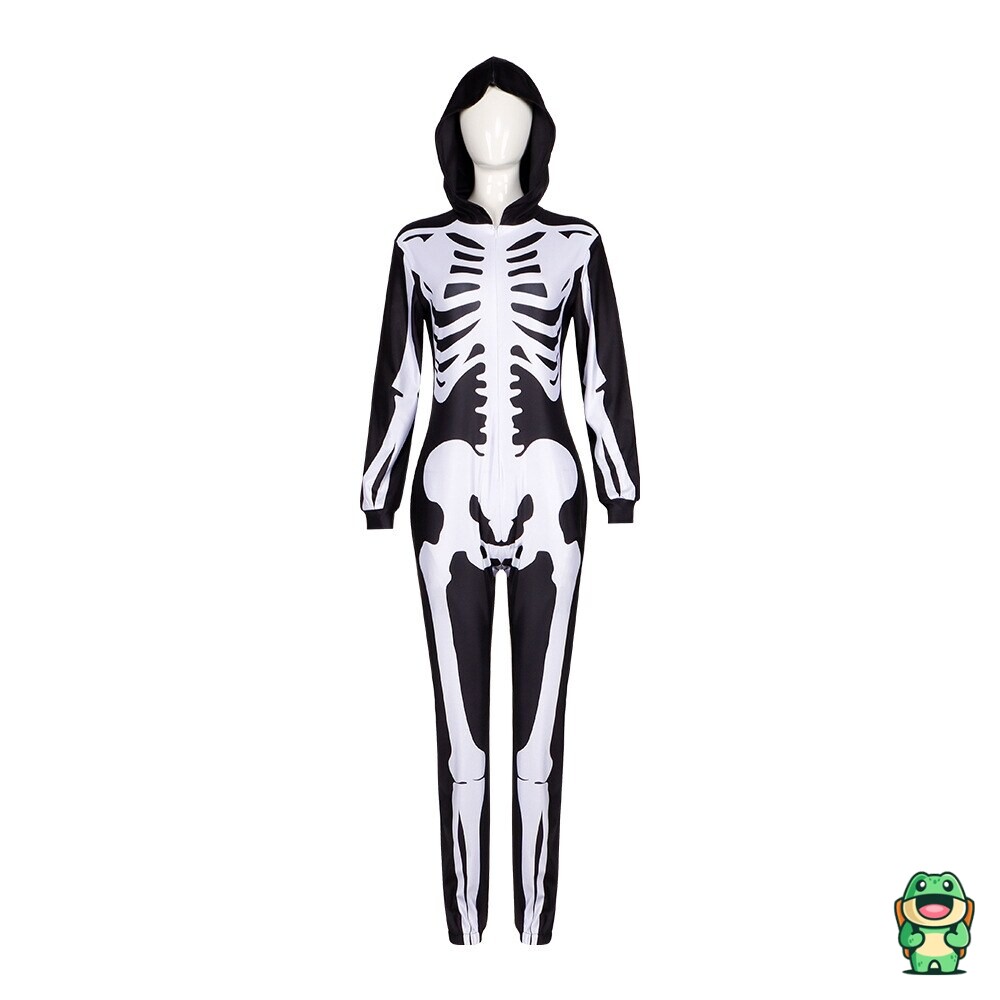 Capuche de la grenouillère squelette blanche