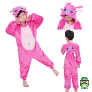 Grenouillère Stitch rose enfant vue de face avec capuche