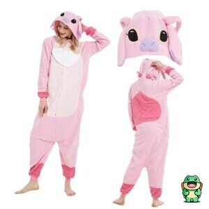 Vue de face de la grenouillère Stitch rose pâle adulte
