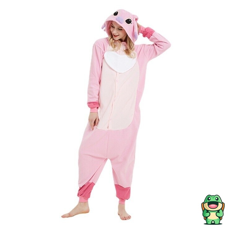 Capuche à oreilles de la grenouillère Stitch rose adulte