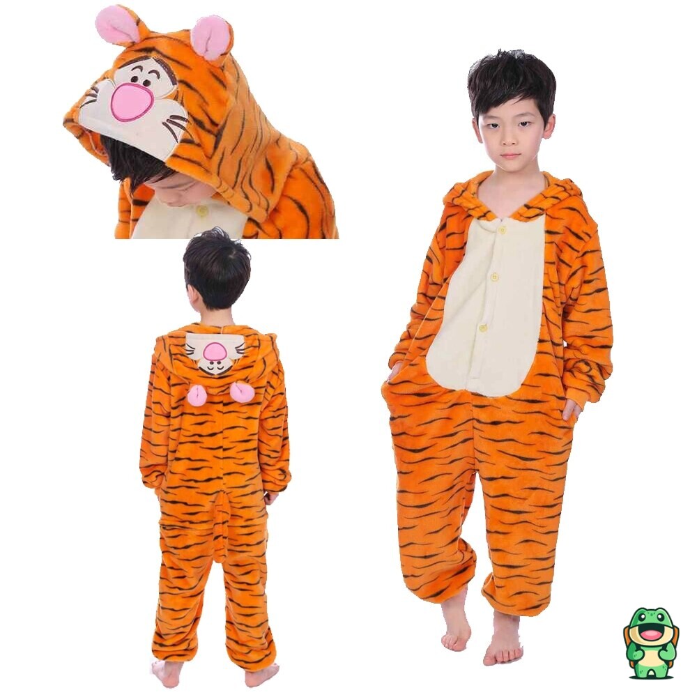 Grenouillère tigre jaune et noir enfant vue de face