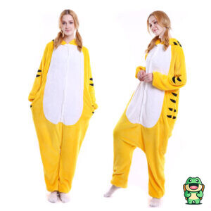 Vue de face de la grenouillère tigre jaune rayée adulte