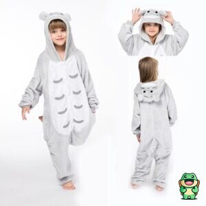 Grenouillère Totoro grise ventre blanc à arcs vue de face
