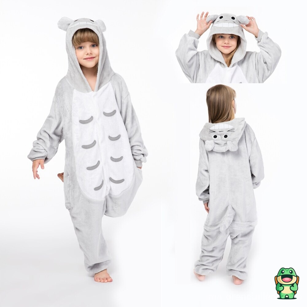 Grenouillère Totoro grise ventre blanc à arcs vue de face