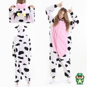 Vue de face de la grenouillère vache rose adulte
