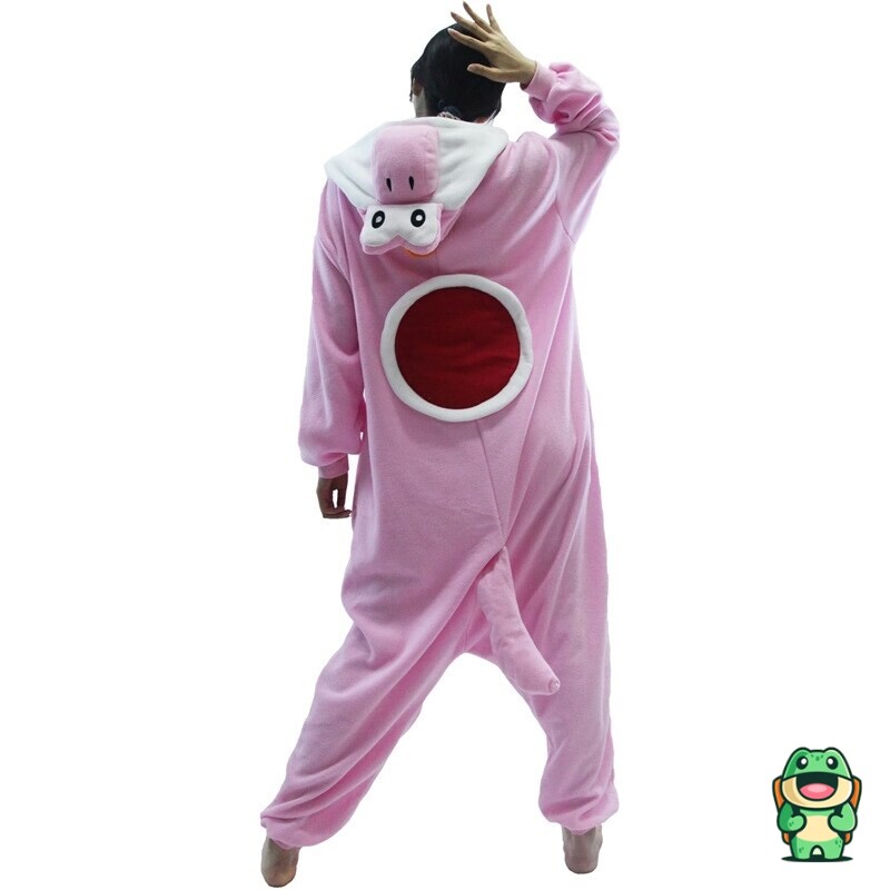Grenouillère Yoshi Super Mario Rose Adulte portée en tenue d'intérieur